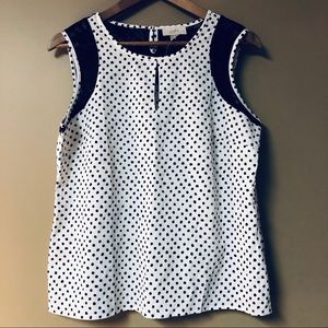 LOFT Polka Dot Sleeveless Blouse Top with Lace NWT